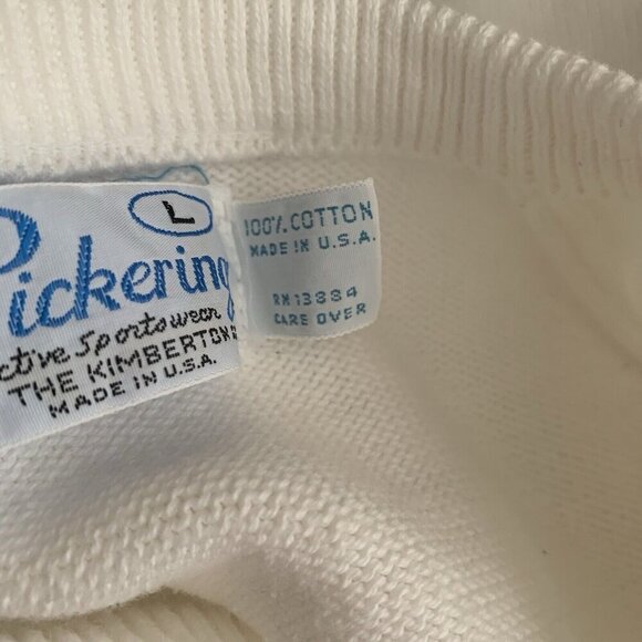 Pickering Sweater Men’s Large White Pullover Kiawak Golf V-Neck Vintage - Picture 10 of 11